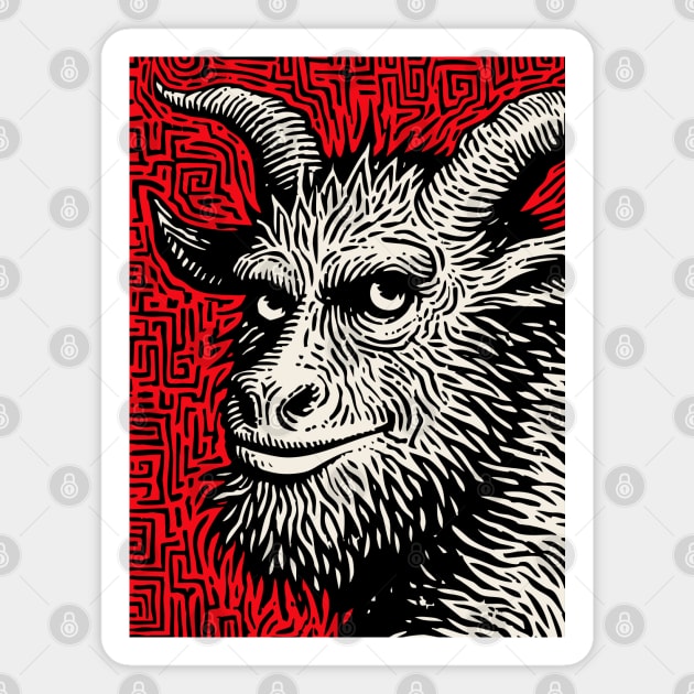 Krampusnacht - Folk Art Krampus Magnet by TuncGK